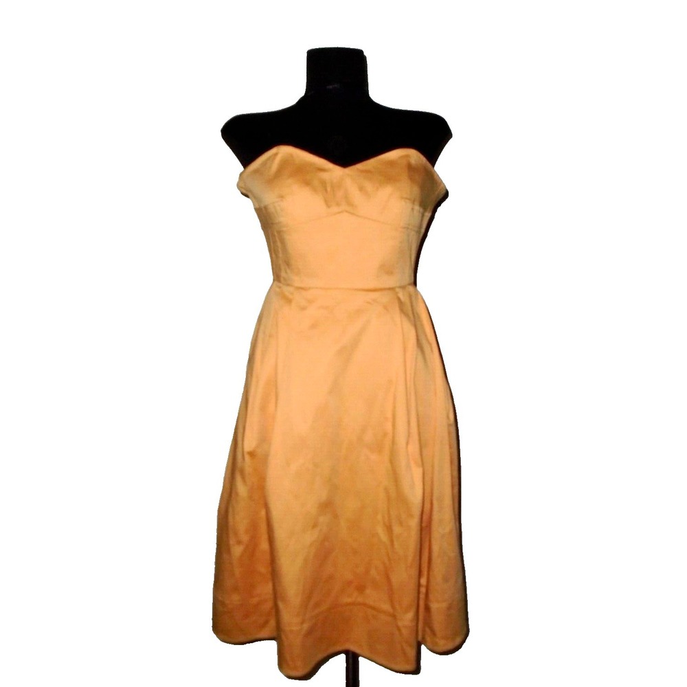 Calvin Klein Satin Dress Sz 2 Lined Aline Sweetheart Strapless Fit & Flare Party